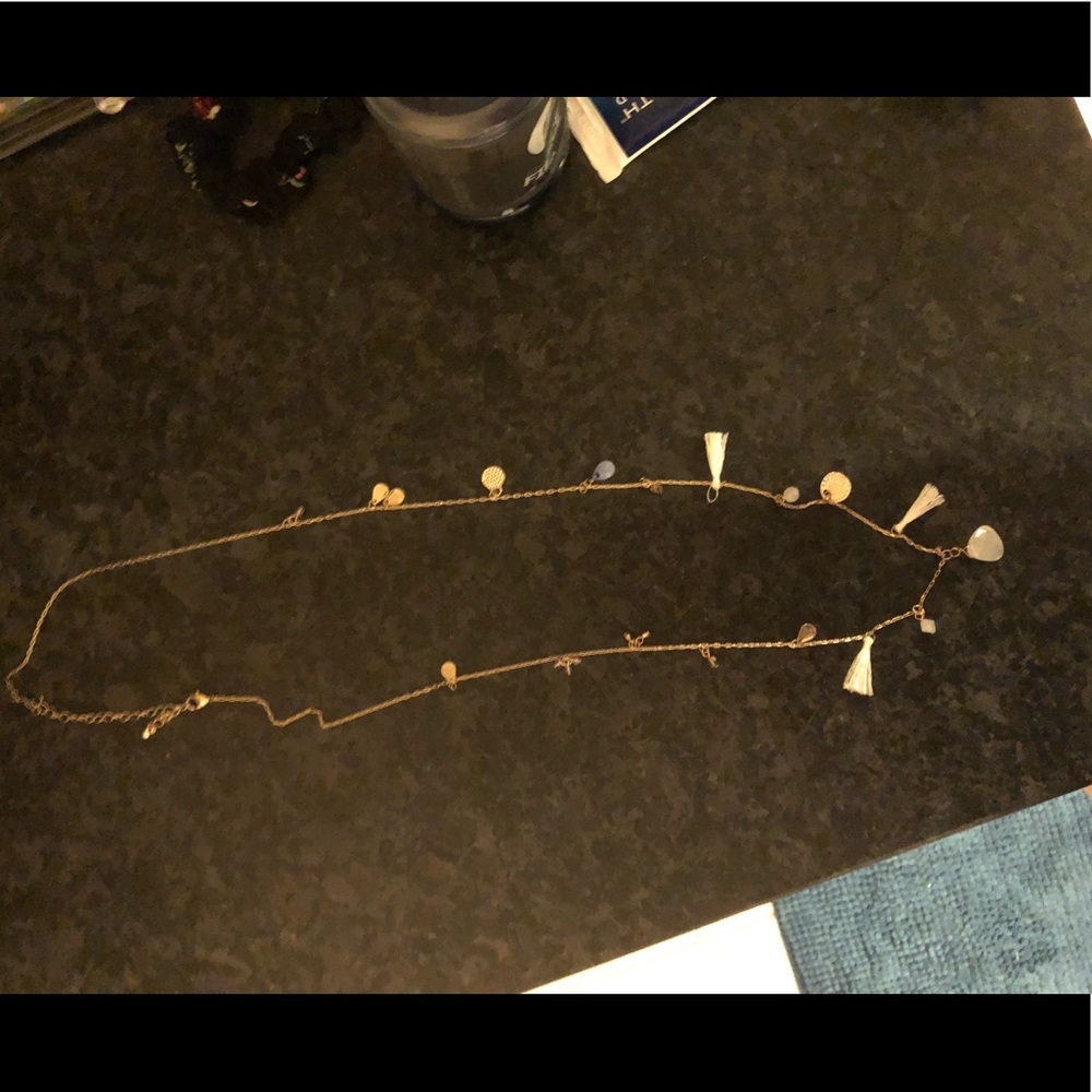 Multiple charm necklace extra long